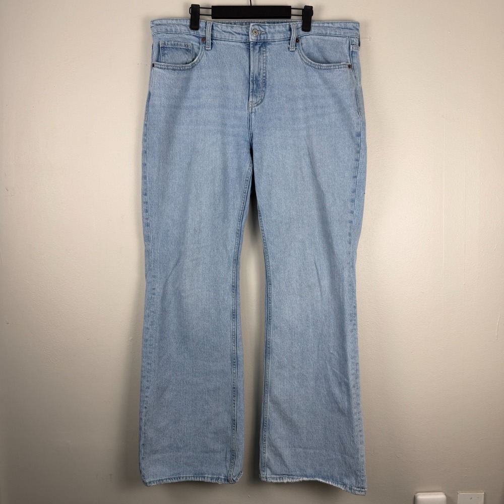 Old Navy Boot Cut Jeans Womens 14T (37x32) Blue Denim Mid-Rise Frayed Hem Casual
